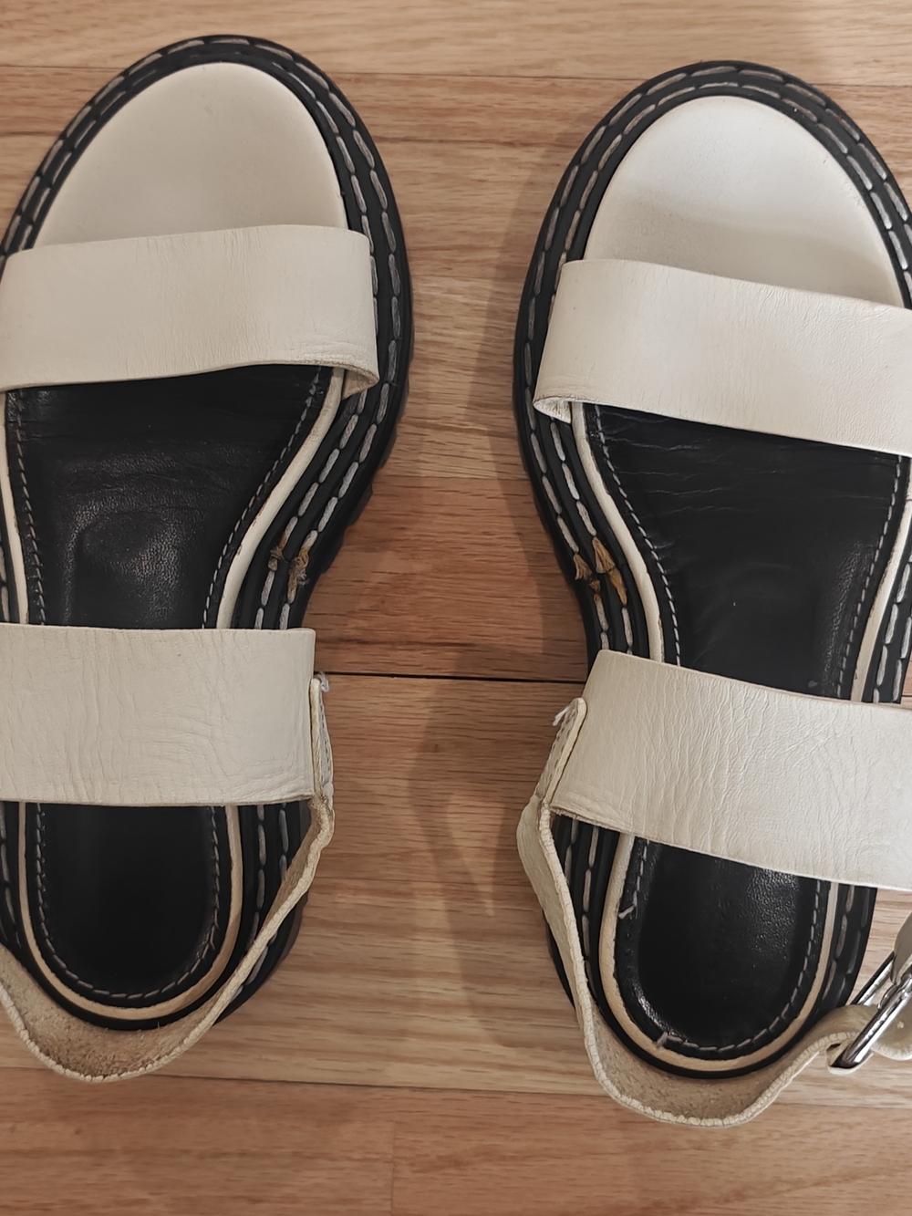 Proenza Schouler Lug-Sole Leather Sandals - Cream Color